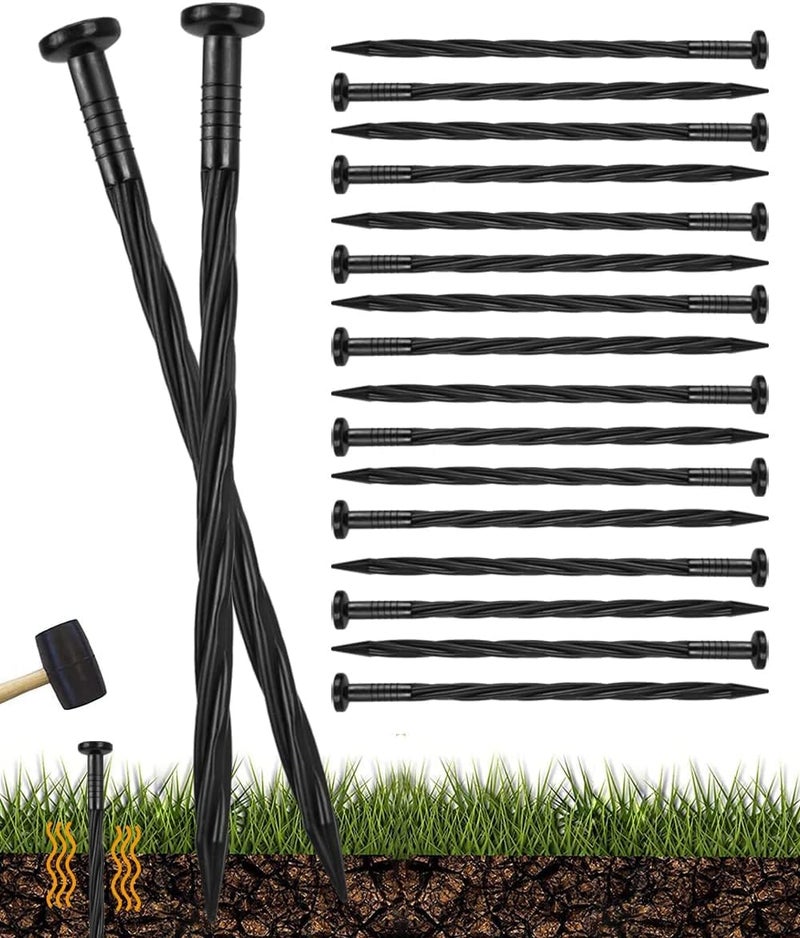 Meboyz 100pack 8-Inch Plastic Landscape Edging Spikes Landscape Anchoring Nail Spiral Landscape Stake for Weed Barrier  Paver Edging  Landscape Edging  Artificial Turf  Grass Pathway and More - Image 1